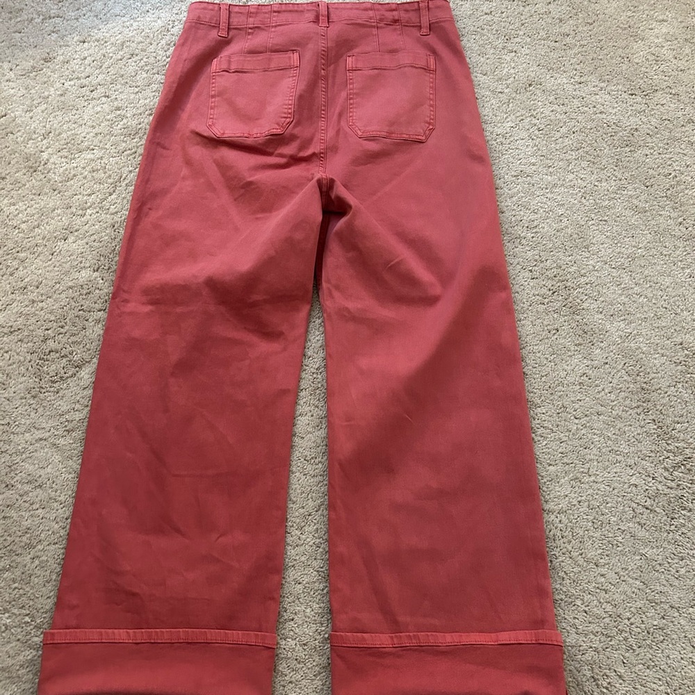 Risen Salmon pink Wide Leg Patch Pocket Button Fly Jeans size 1XL - Picture 6 of 11